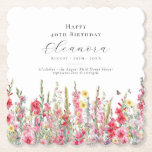 Dessous-de-verre En Papier 40e anniversaire Août Mois de naissance Fleur pers<br><div class="desc">Décor de table parfait pour un anniversaire d'août. Le gladiolus rose est la fleur de naissance pour ce mois-là. Il forme une jolie bordure de fond d'aquarelle sur ce dessous de verre floral personnalisé. Le nom, l'âge et la date de naissance de l'invité d'honneur sont placés au-dessus de celui-ci à...</div>