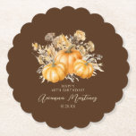 Dessous-de-verre En Papier 40e anniversaire Rustic Boho Citrouille automne pe<br><div class="desc">D'élégants citrouilles d'aquarelle orange sont nichés dans une variété de feuillage et de fleurs d'automne. Un arrière - plan brun foncé et riche le cadre à la perfection. Parfait pour une fête d'automne.</div>