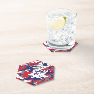 Dessous-de-verre En Papier 4 juillet, Jour de l'Indépendance, Gris Camouflage