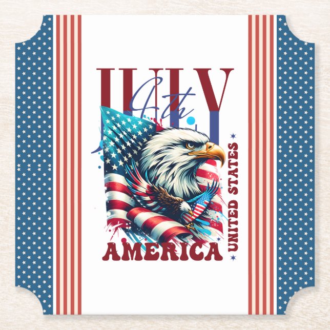 Dessous-de-verre En Papier 4th of July American Eagle Sublimation-61904 (Devant)