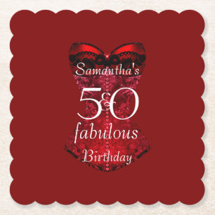 Dessous-de-verre En Papier 50 ans et fabuleux corset rouge anniversaire