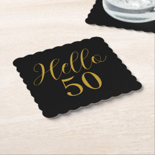 Dessous-de-verre En Papier 50e Anniversaire Anniversaire Noir Or