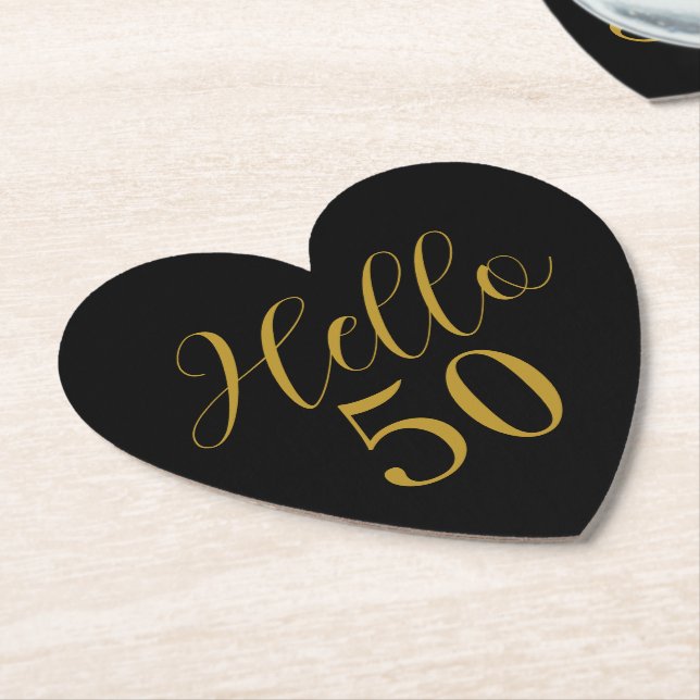 Dessous-de-verre En Papier 50th Birthday Black Gold Birthday (Incliné)