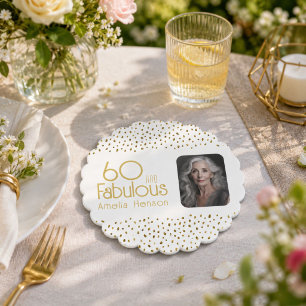 Dessous-de-verre En Papier 60 ans et Fabuleux Paillettes Or Photo 60e Anniver