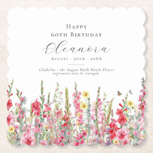 Dessous-de-verre En Papier 60e anniversaire Août Mois de naissance Fleur pers