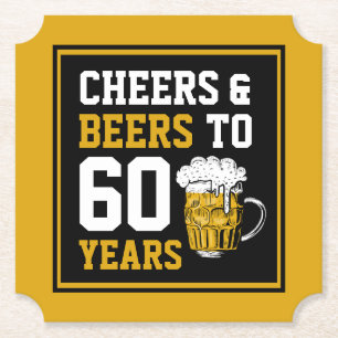 Dessous-de-verre En Papier 60e anniversaire Cheers & Bières à 60 ans