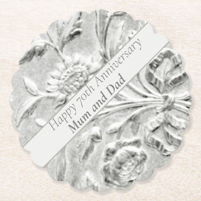 Dessous-de-verre En Papier 70e anniversaire modifiable (Devant)