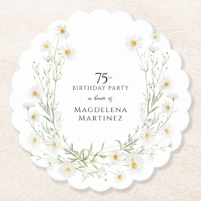 Dessous-de-verre En Papier 75th Birthday April Birthday Month Daisy Custom (Devant)
