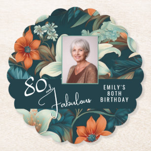 Dessous-de-verre En Papier 80 et fabuleux Motif Flower Photo Anniversaire