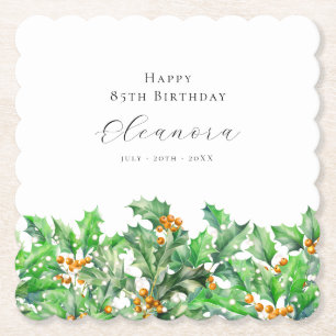 Dessous-de-verre En Papier 85e anniversaire Décembre Fleur de naissance Holly