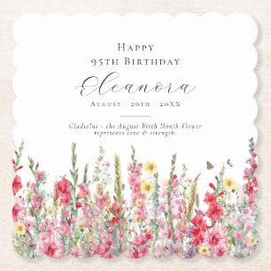Dessous-de-verre En Papier 95e anniversaire août Fleur de naissance personnal