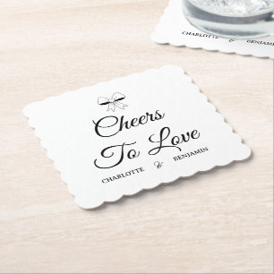 Dessous-de-verre En Papier À l'amour Burgundy Script Ivory Nœud Mariage