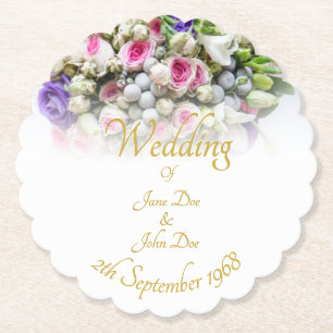 Dessous-de-verre En Papier Accessoires mariages - Mariée avec mariage coloré