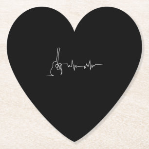 Dessous-de-verre En Papier Acoustic Guitar Heartbeat