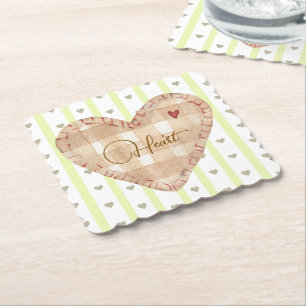 Dessous-de-verre En Papier Adorable coeur tartan assorti et rayures