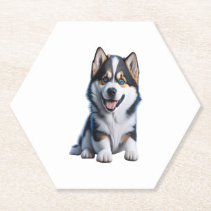 Dessous-de-verre En Papier Adorable HD Alaskan Malamute Portrait Chiot - Embr