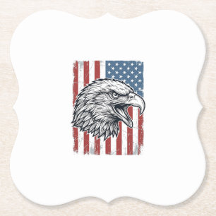 Dessous-de-verre En Papier Aigle Patriotique Drapeau Américain Gravure Vintag