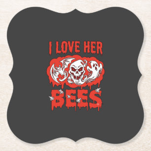 Dessous-de-verre En Papier Aime ses abeilles crâne chauve-souris fantôme sang
