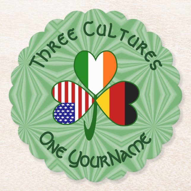 Dessous-de-verre En Papier Allemand Irlandais Etats-Unis drapeaux Shamrock pe (Devant)