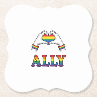 Dessous-de-verre En Papier Ally Arc-en-ciel Mains Cœur Vintage Fierté Chemise