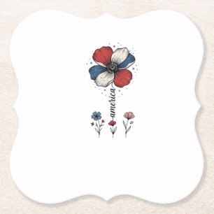 Dessous-de-verre En Papier Amérique Fleurie Patriotique Vintage Vector Design