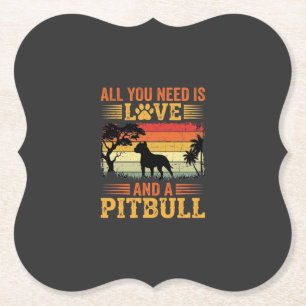 Dessous-de-verre En Papier Amour de Pitbull Coucher de Soleil Rétro Chien