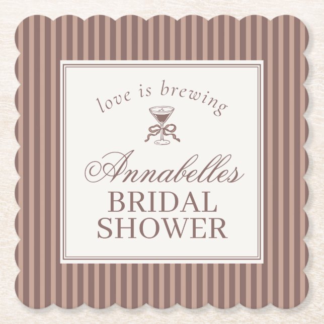 Dessous-de-verre En Papier Amour d'Espresso Martini Fabrication de café Récep (Devant)