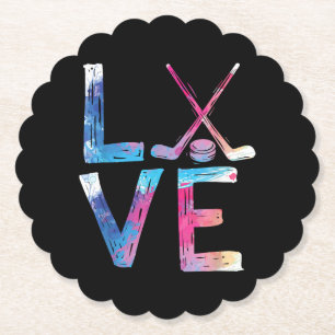 Dessous-de-verre En Papier Amour Hockey sur glace filles Dons de hockey femme