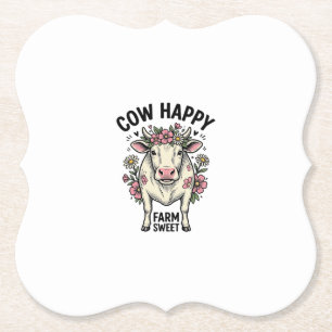 Dessous-de-verre En Papier Amoureux de vaches mignonnes Art animalier de ferm