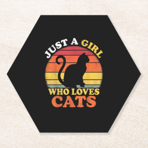 Dessous-de-verre En Papier Amoureux des chats Vintage juste une fille qui aim
