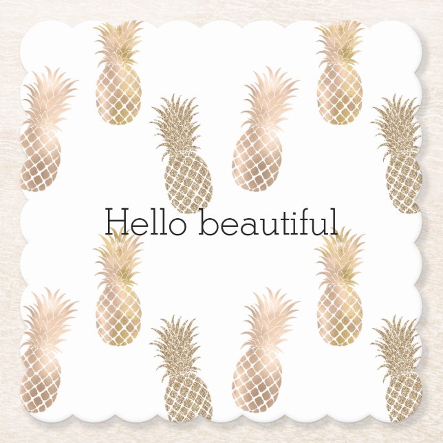 Dessous-de-verre En Papier Ananas Glam Gold (Devant)