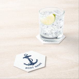 Dessous-de-verre En Papier Ancre de bateau nautique Maison de plage personnal