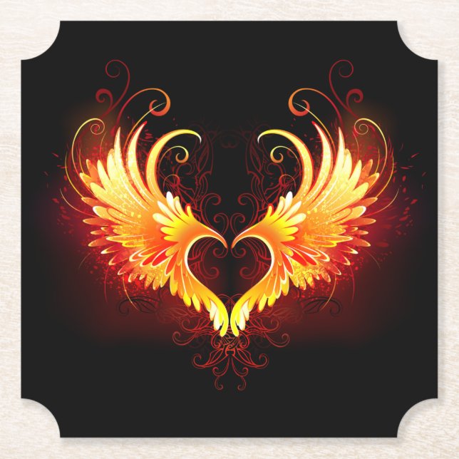 Dessous-de-verre En Papier Angel Fire Heart with Wings (Devant)