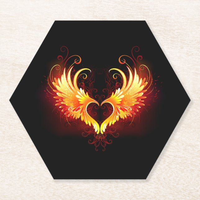 Dessous-de-verre En Papier Angel Fire Heart with Wings (Devant)