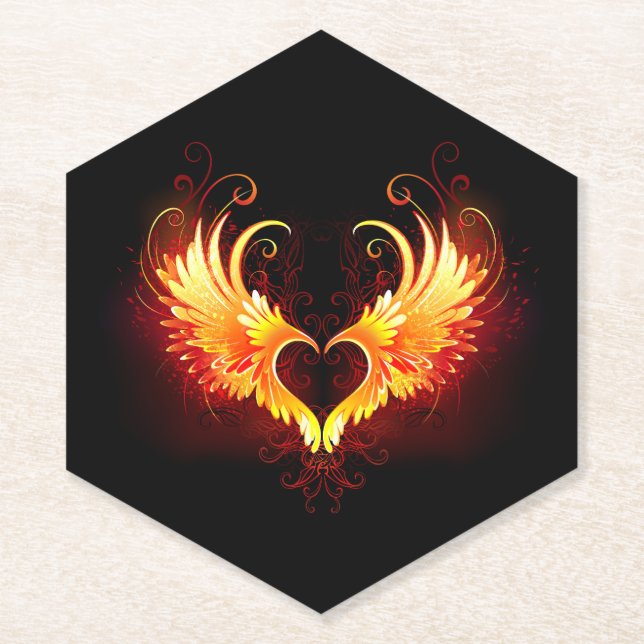 Dessous-de-verre En Papier Angel Fire Heart with Wings (Devant)