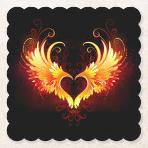 Dessous-de-verre En Papier Angel Fire Heart with Wings