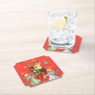 Dessous-de-verre En Papier Anges de Noël rétro vintage