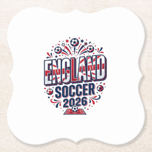 Dessous-de-verre En Papier Angleterre Football 2026 Football Gras Pays Typogr