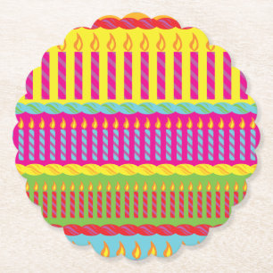 Dessous-de-verre En Papier Anniversaire Cake Cute Coloré 1ère Fête Thème