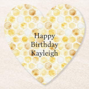 Dessous-de-verre En Papier Anniversaire de Honeycomb jaune or