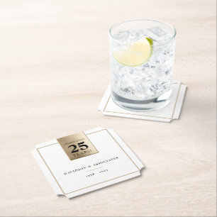 Dessous-de-verre En Papier ANNIVERSAIRE D'ENTREPRISE commerce blanc or noir