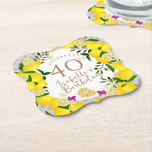 Dessous-de-verre En Papier Anniversaire du citron (Incliné)