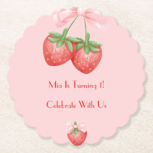 Dessous-de-verre En Papier Anniversaire fraise rose