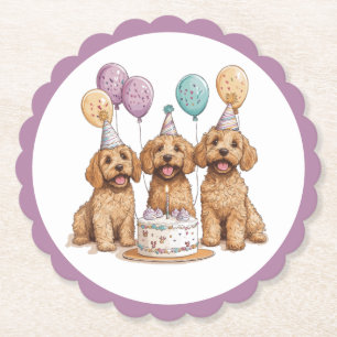 Dessous-de-verre En Papier Anniversaire Goldendoodle Chiens Anniversaire Gâte