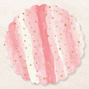 Dessous-de-verre En Papier Anniversaire Points Rose Or Fantaisie