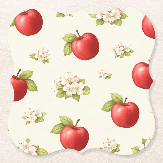 Dessous-de-verre En Papier Apples and apples blossoms Paper Coaster (Devant)