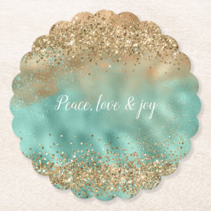 Dessous-de-verre En Papier Aqua Gold Parties scintillant Confetti