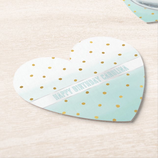 Dessous-de-verre En Papier Aquarelle à menthe or (Incliné)