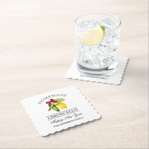 Dessous-de-verre En Papier Aquarelle Citron fait maison Limoncello Nouvel An