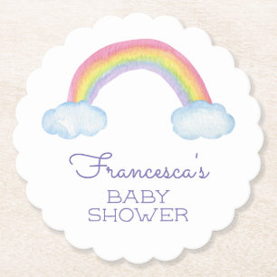 Dessous-de-verre En Papier Aquarelle colorée Baby shower arc-en-ciel